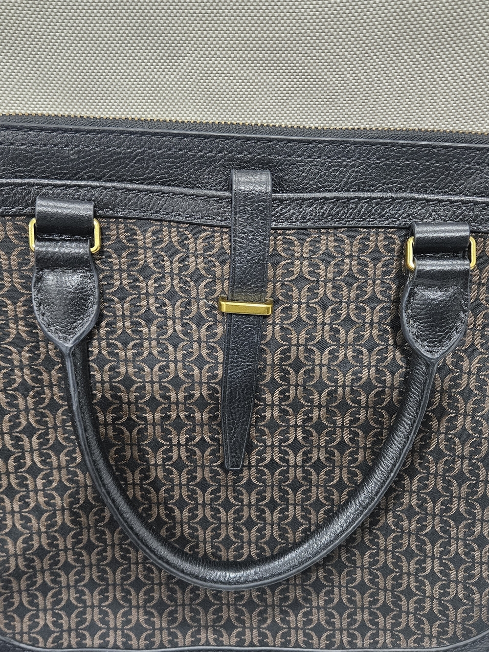 Fossil Black & Brown Logo Satchel